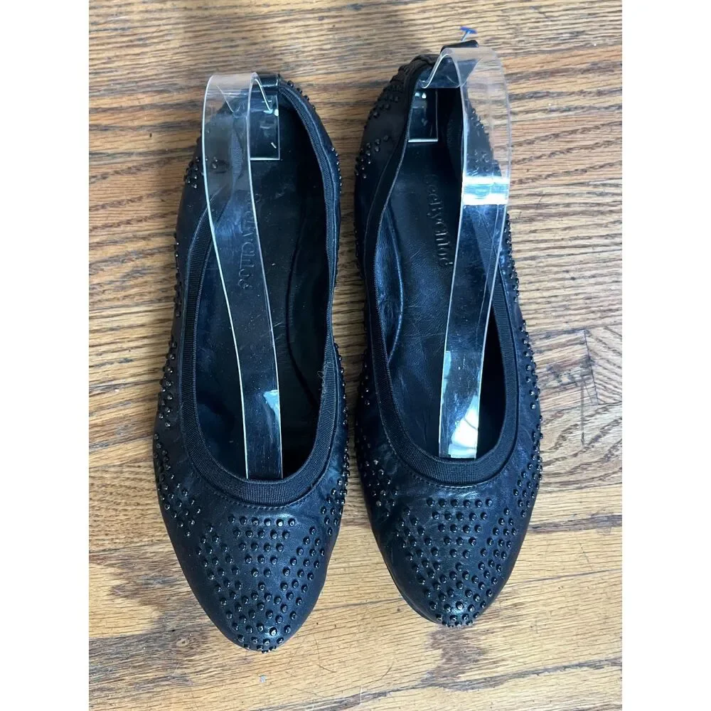 See By Chloe Black Studded Ballet Flat Slip On Shoes   Women's Size EU 39 US 8.5